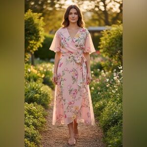 Jessica Howard Floral Pink Maxi Dress